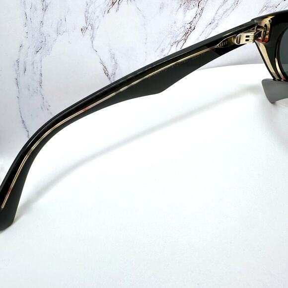 New Burberry Sunglasses Black Vintage Check Oval Gold Logo Womens New BURBERRY - Picture 8 of 16